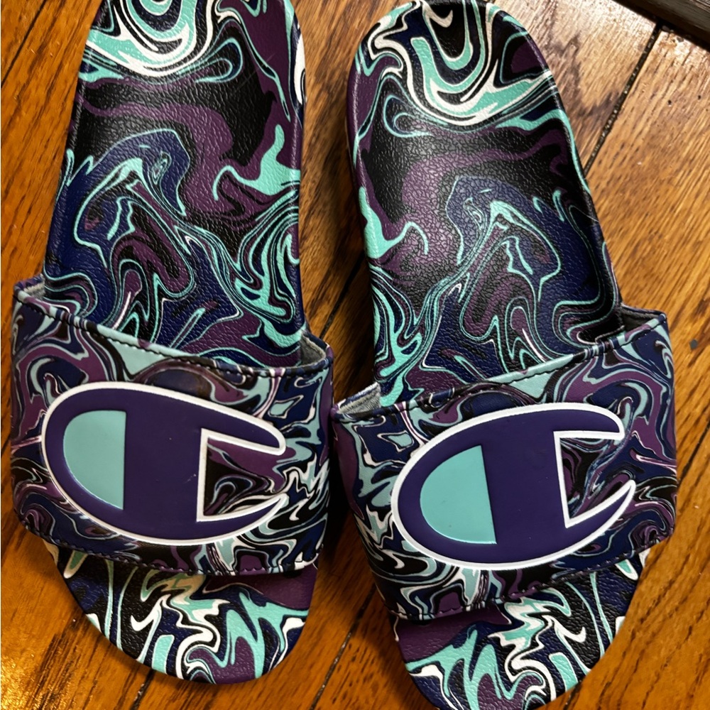 Champion Slide Sandals - Purple and Teal